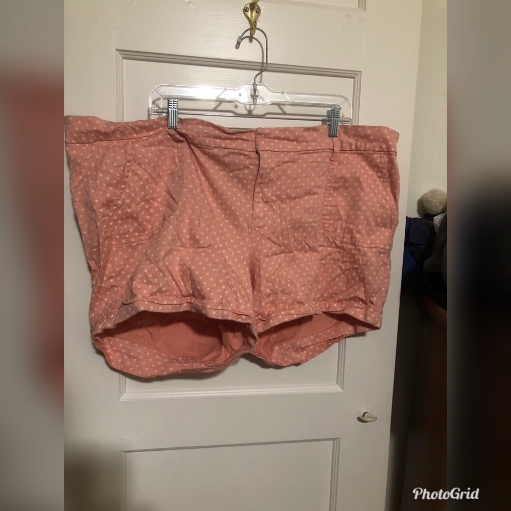 Peach and white polka dot shorts